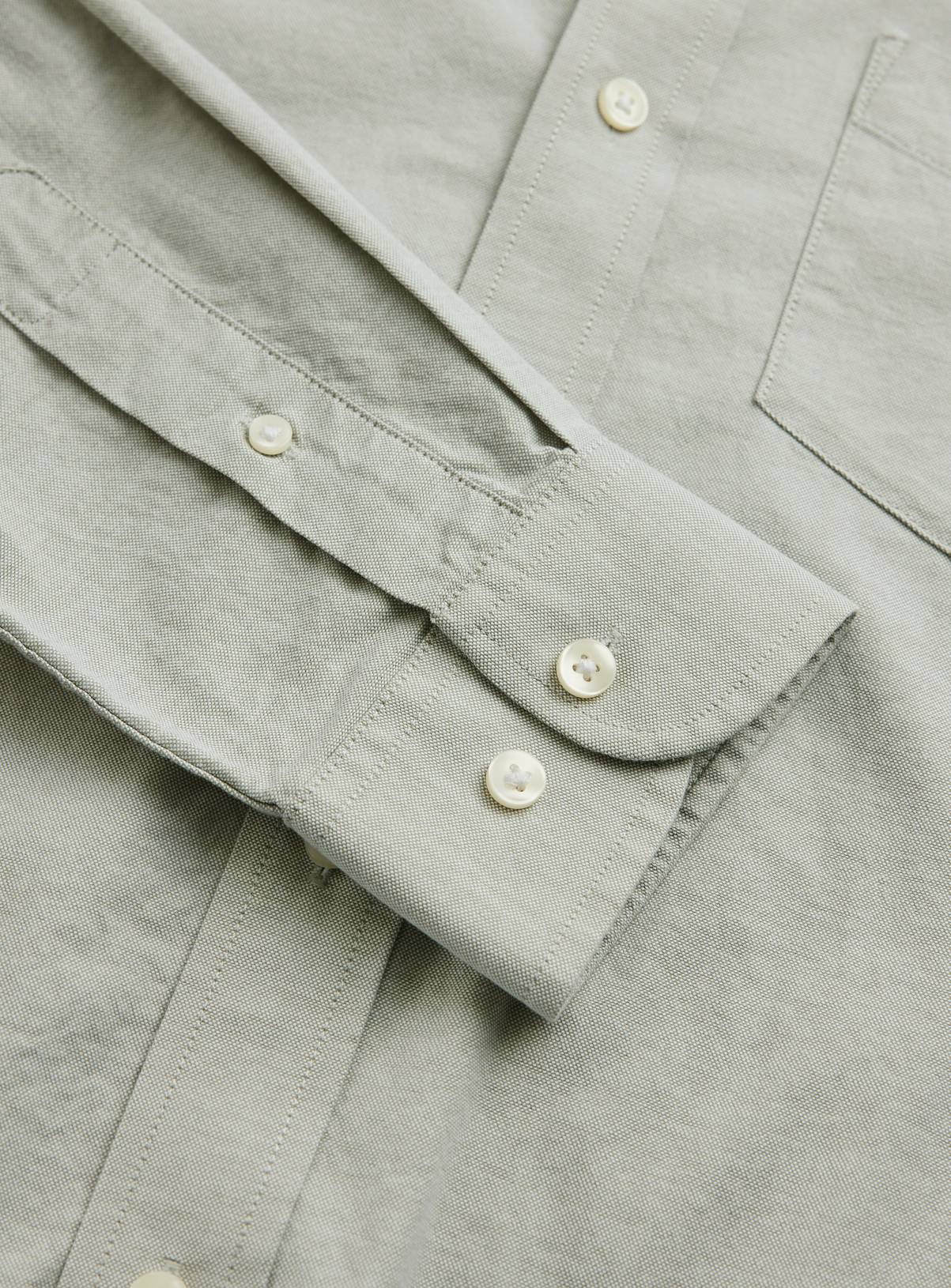 Light Green Slim Fit Long Sleeve Oxford Shirt L - Image 4